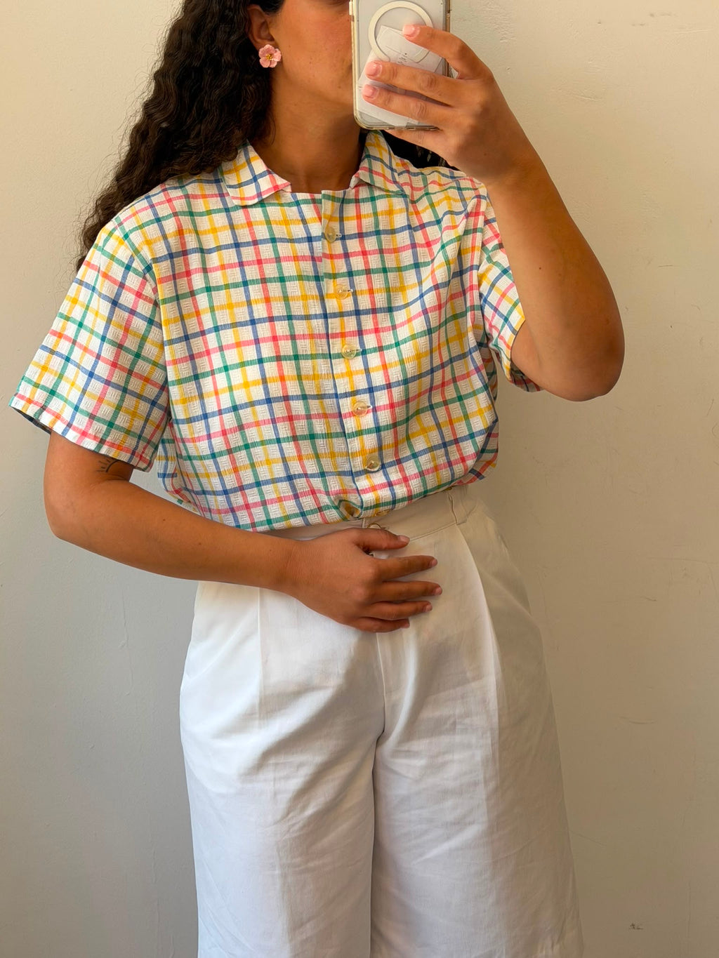 Checkered Botton-up short sleeve shirt L-Xl