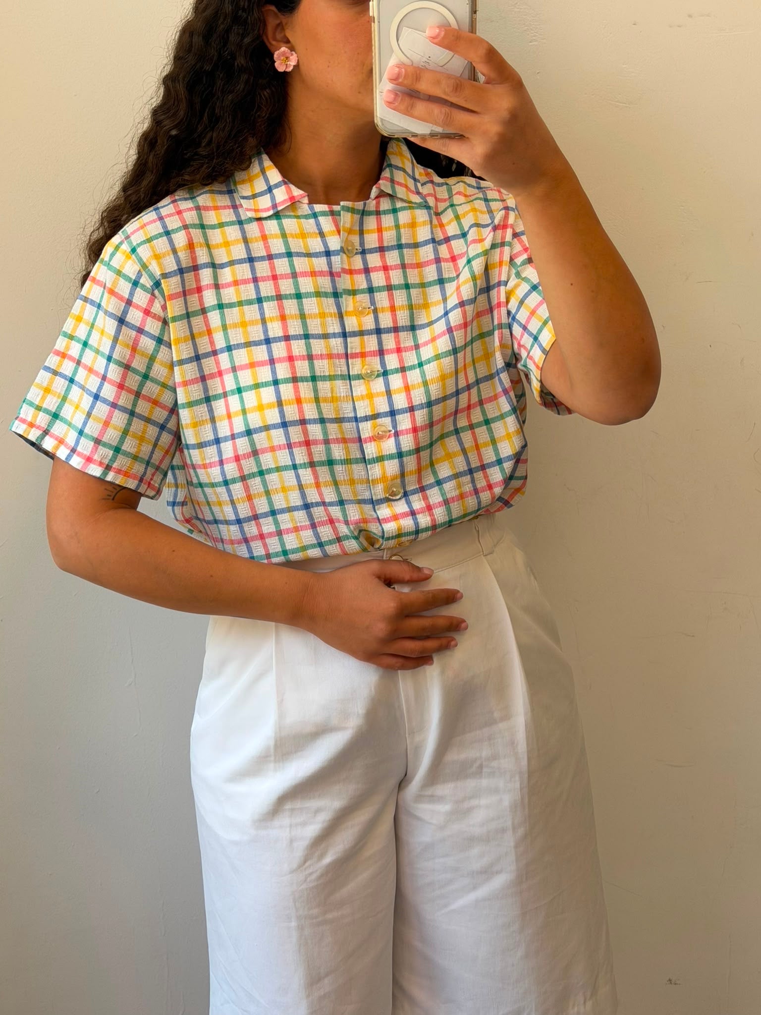 Checkered Botton-up short sleeve shirt L-Xl