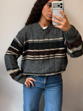 Chunky Striped Knit Sweater Crewneck Size M