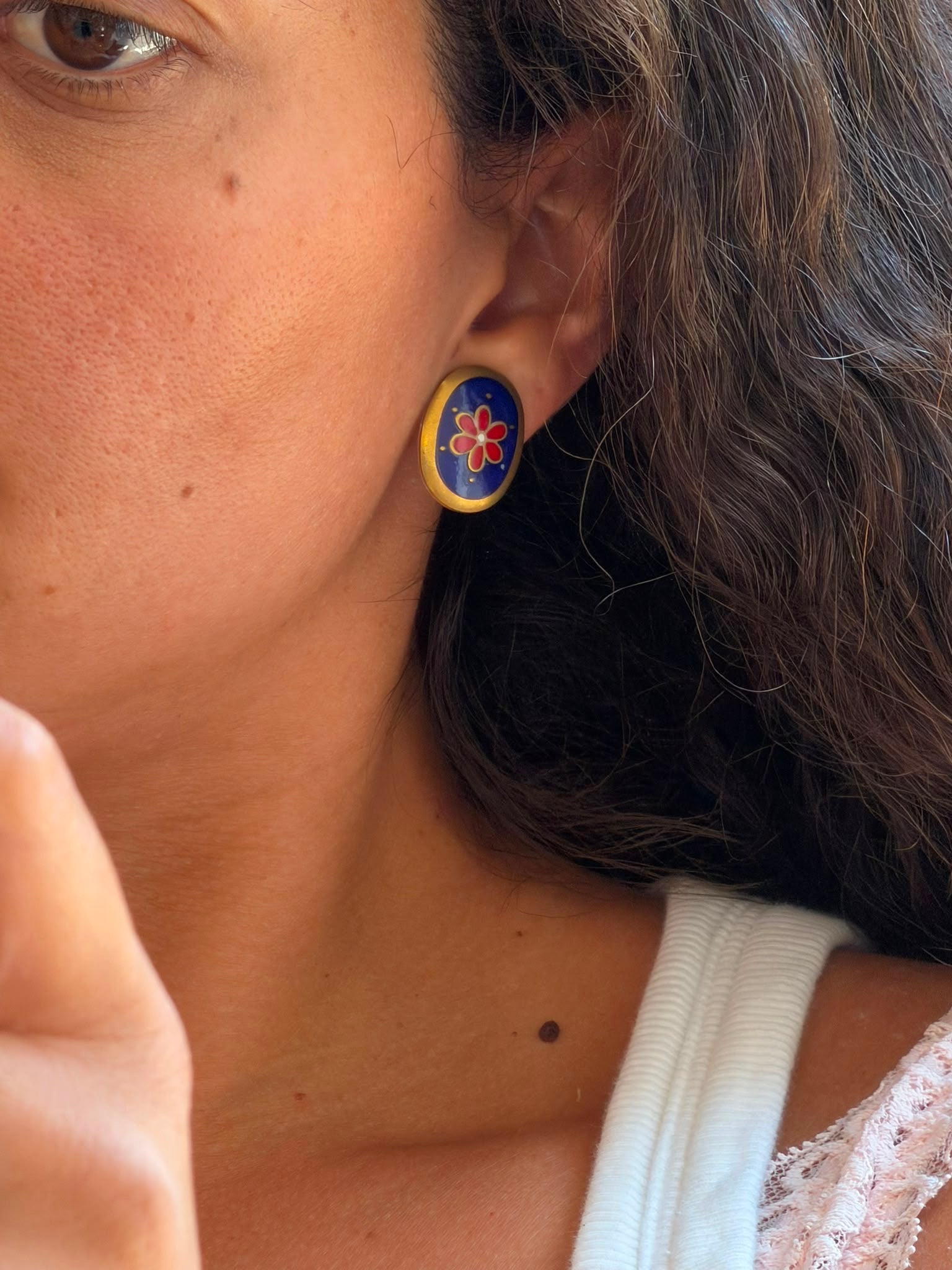Flower Gold Colored Earrings