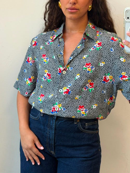 70’s Botton-up Short Sleeve Shirt L