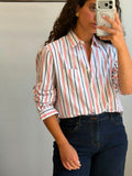 Striped Botton-up long sleeve shirt M-L