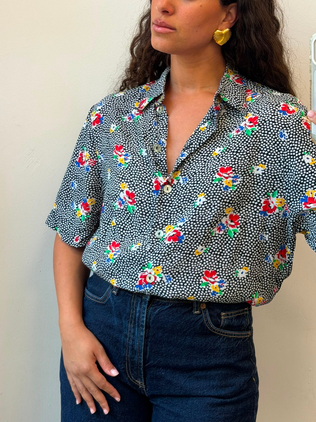 70’s Botton-up Short Sleeve Shirt L