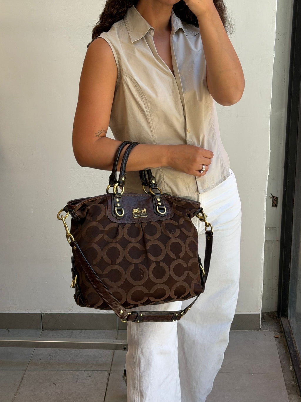 Coach Madison Op Art Julianne in Dark Brown