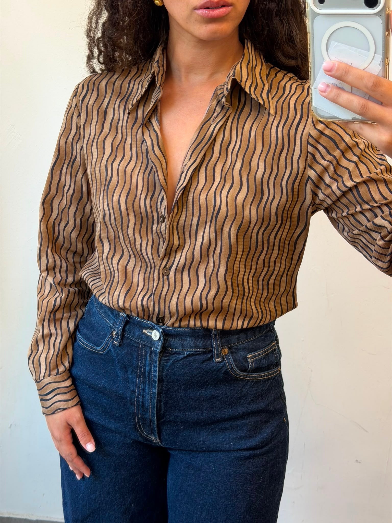 Benneton Bottom-up shirt in Brown M-L