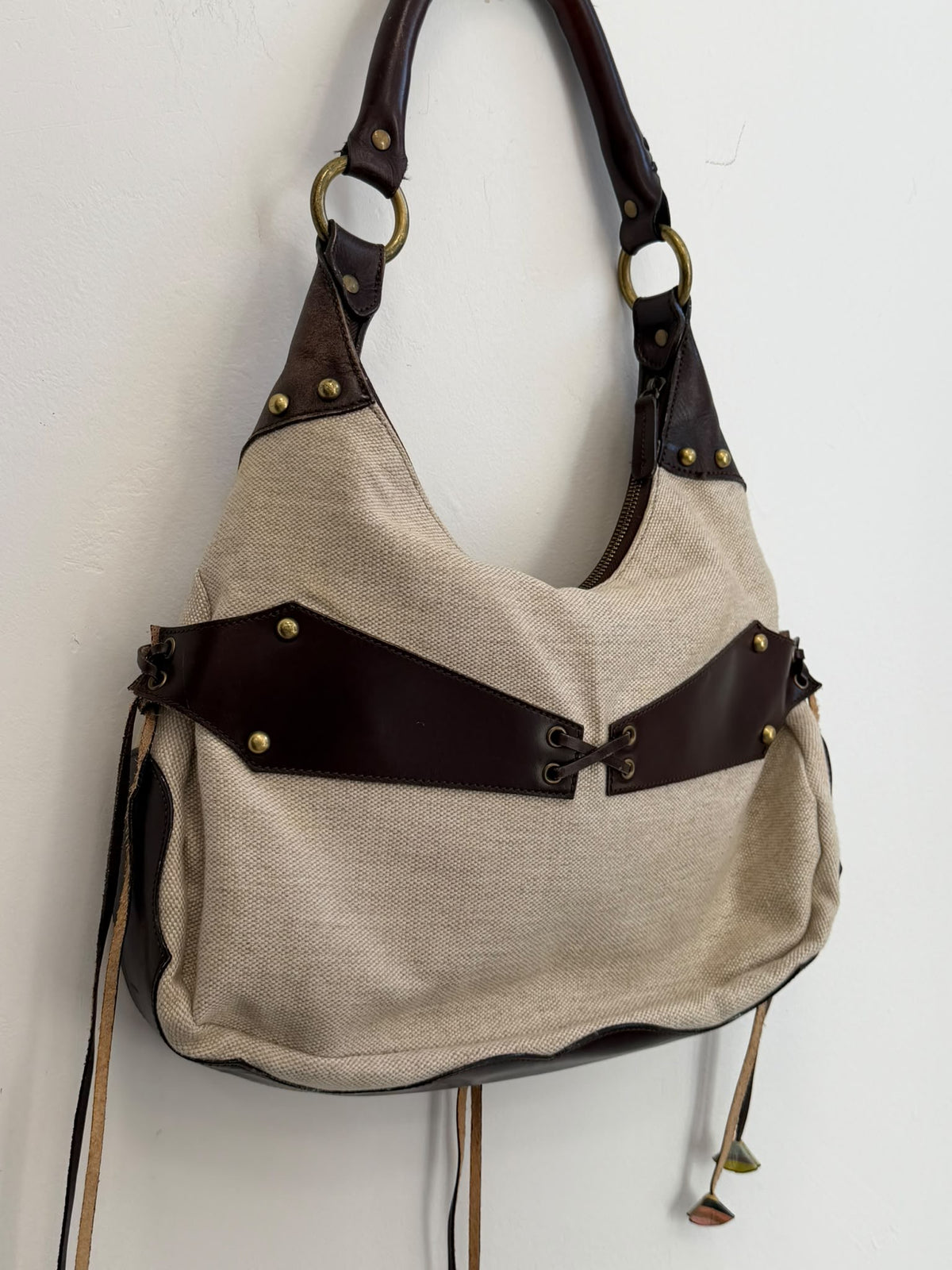 Paul Smith Canvas And Leather Lace-Up Hobo Bag