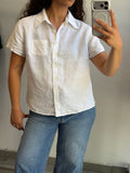 חולצה מכופתרת לבנה מפשתן M-L