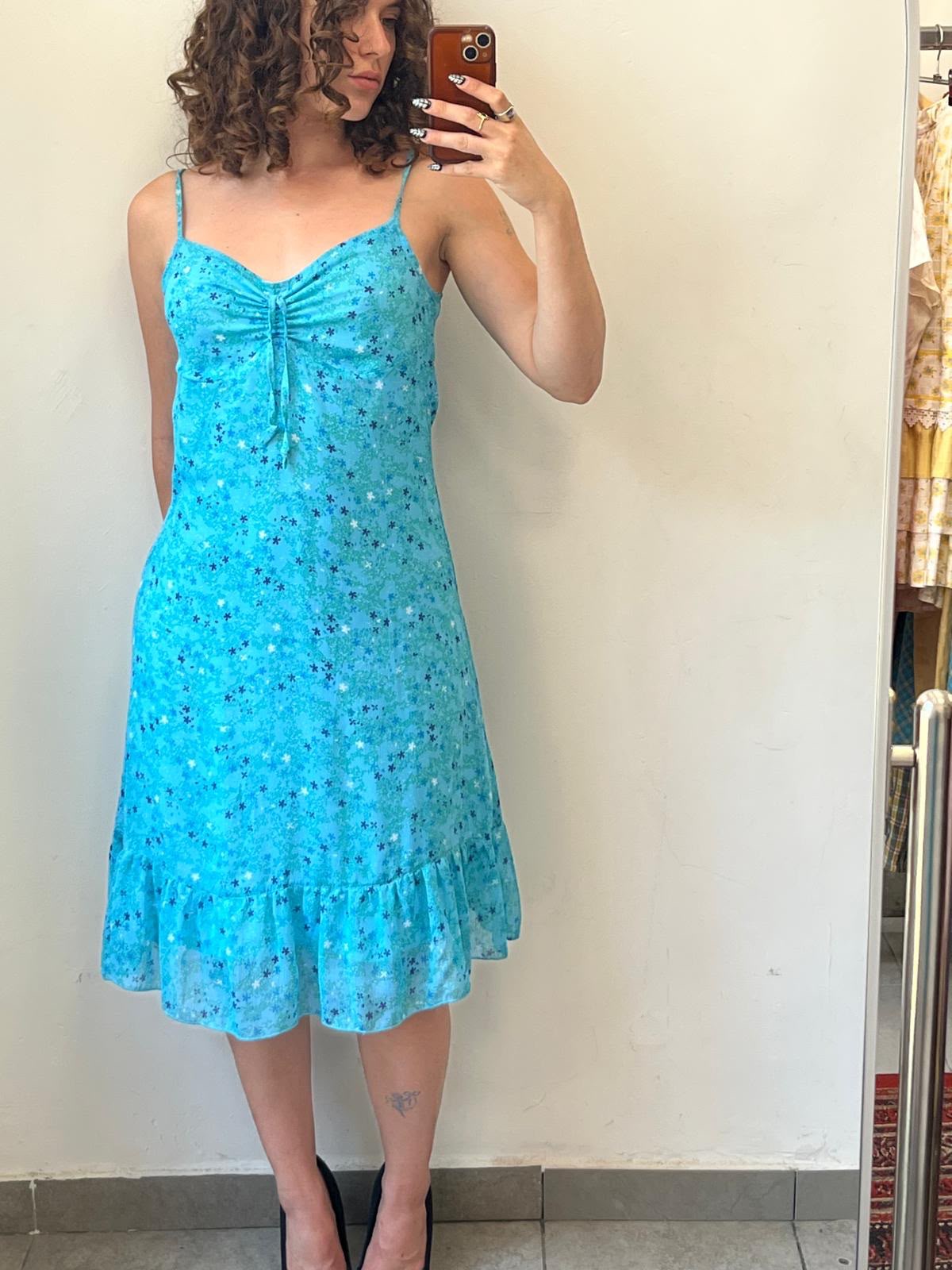 Light Blue Flowery Dress S-M