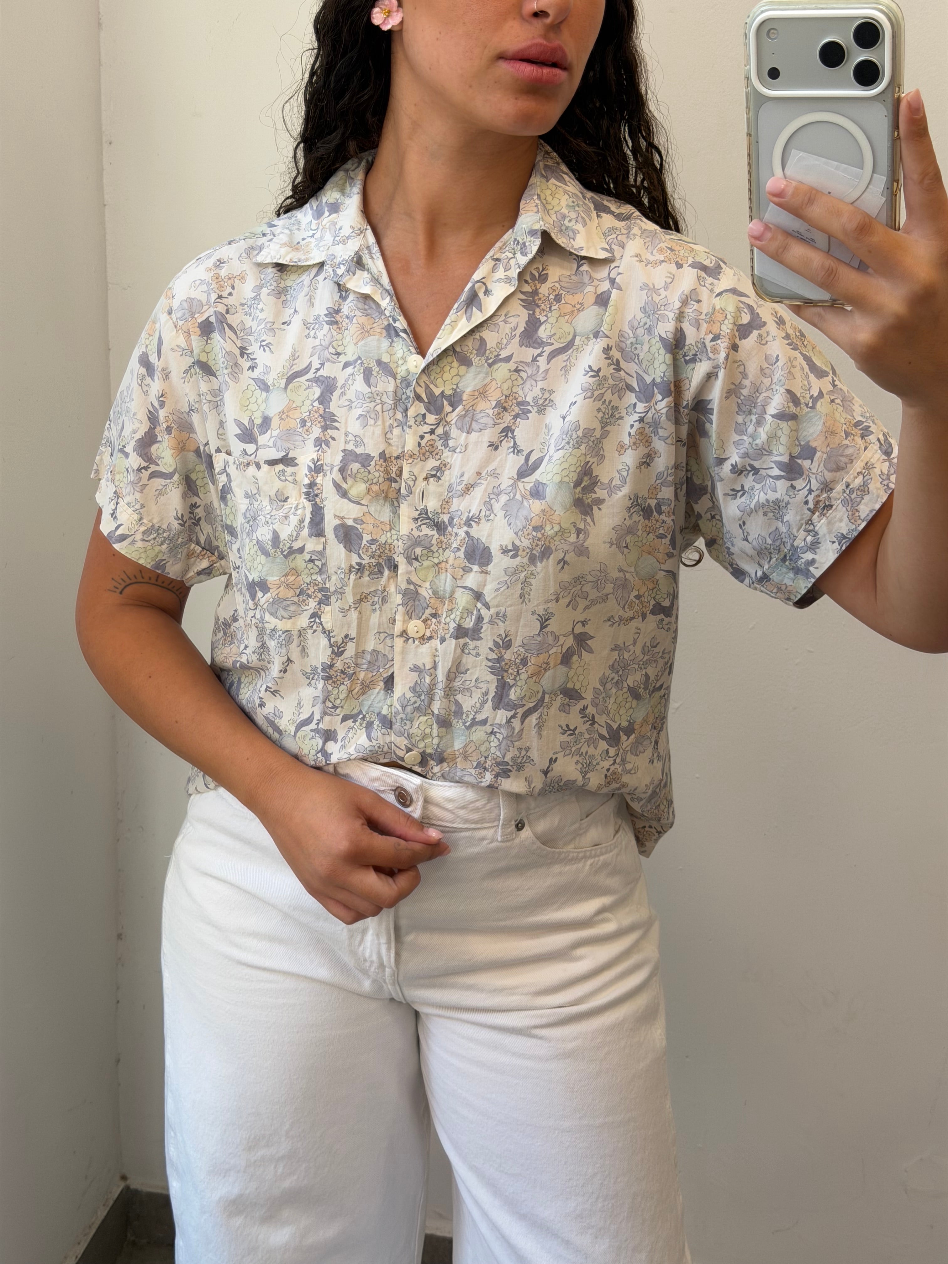 Flowery Botton-up Short Sleeve Shirt