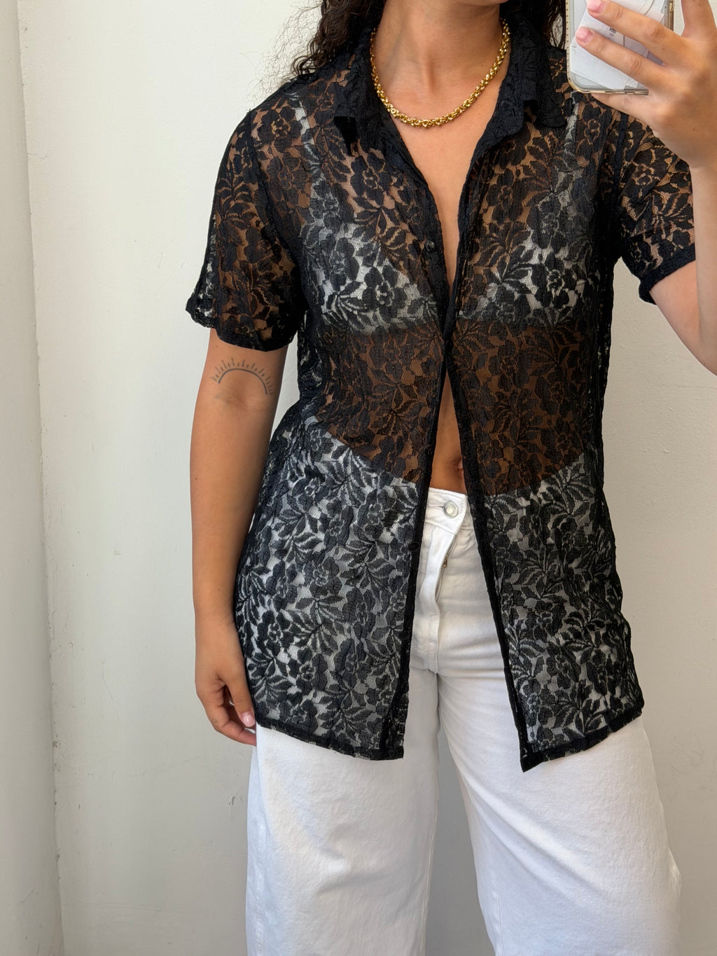 See-Through Lace Top in Black M-L