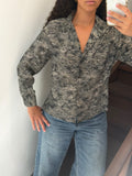 Abstract Zebra Print Button-Down Shirt Size M