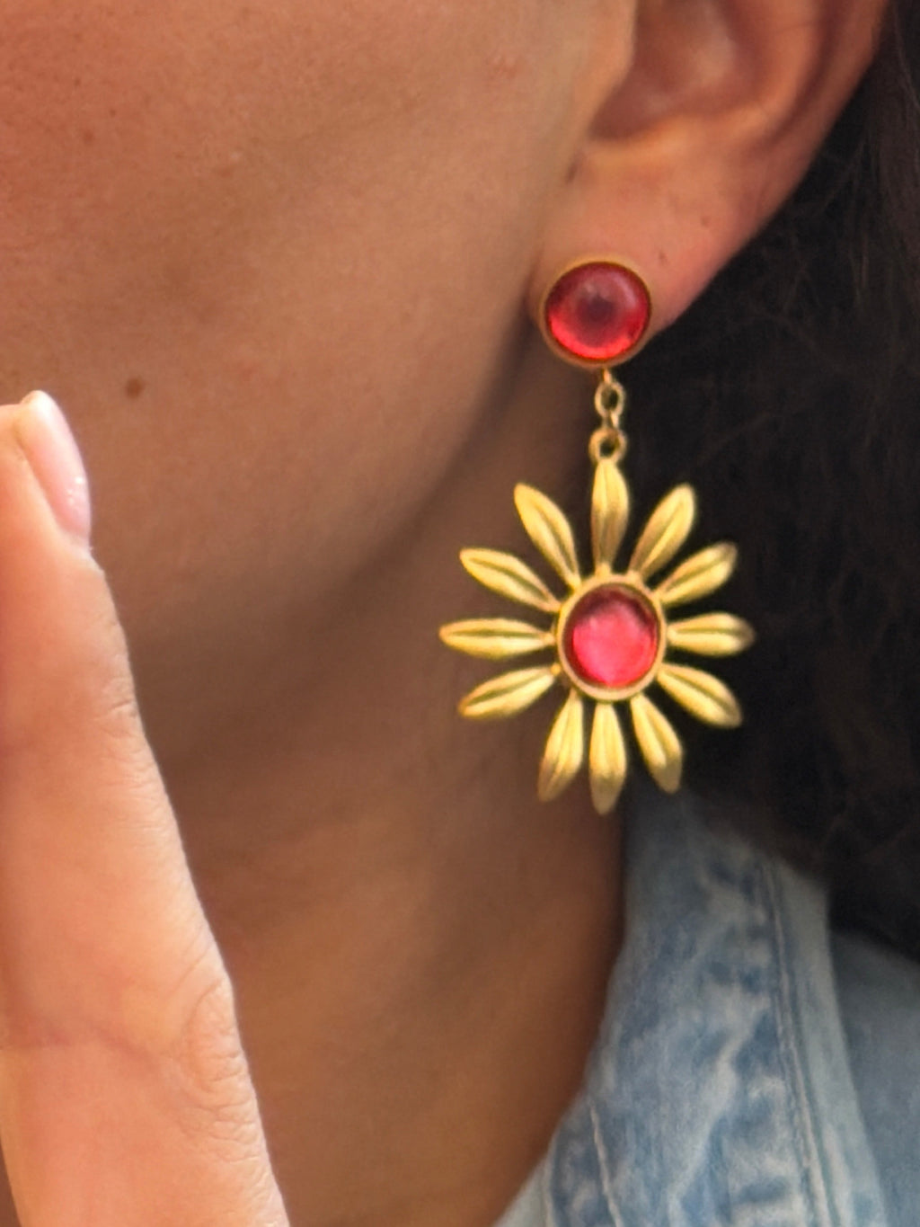 Gold Colored Sun Earrings