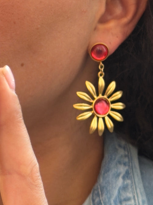 Gold Colored Sun Earrings