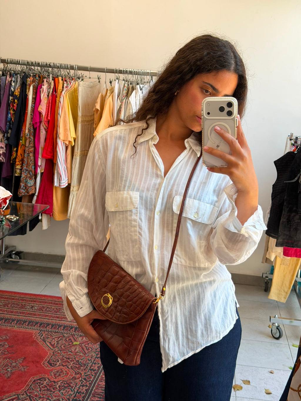 Brown Clutch with gold hardware