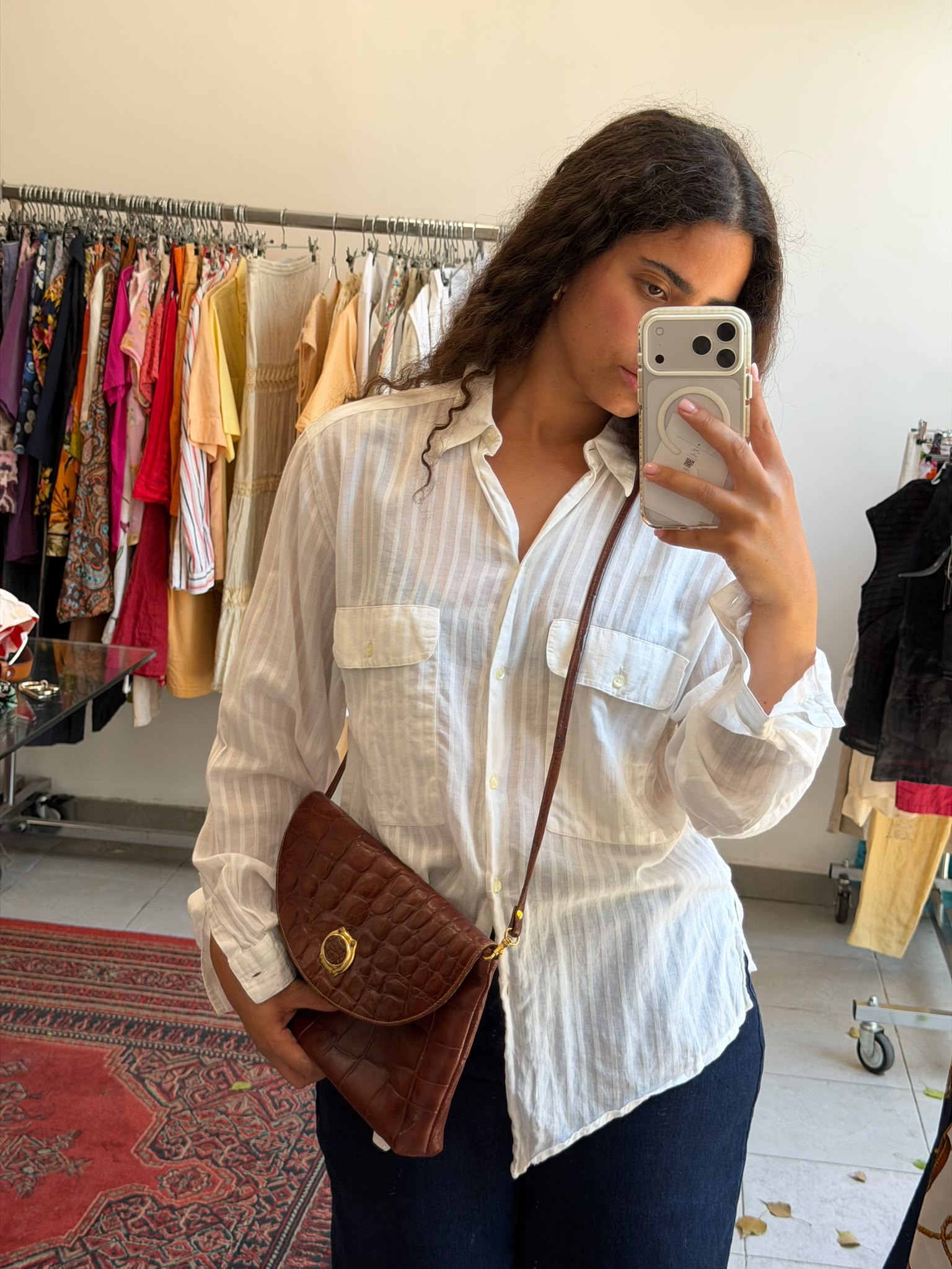 Brown Clutch with gold hardware