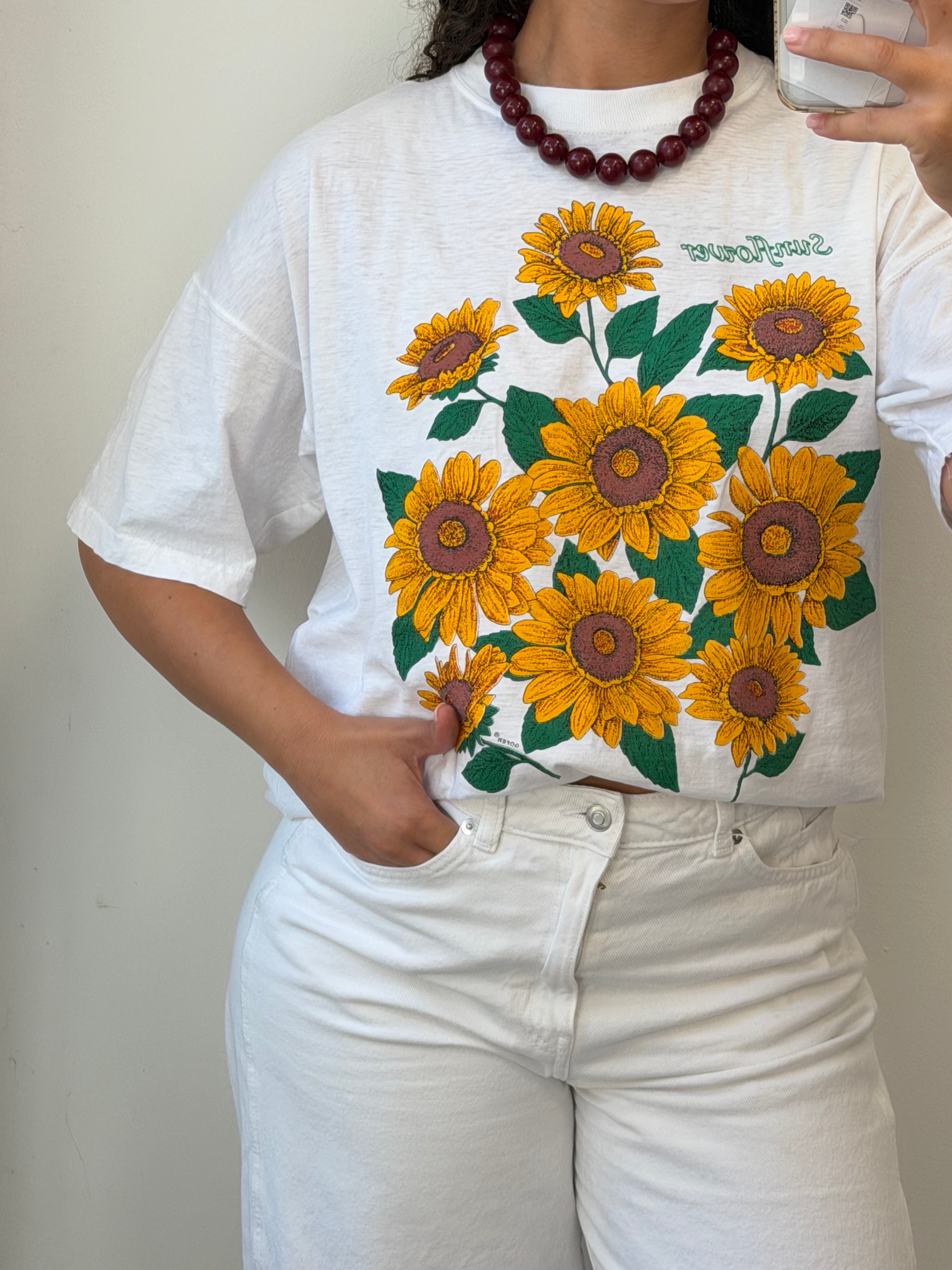 Sunflower White T-Shirt in Red L