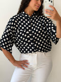 Polka dots button up shirt size XL