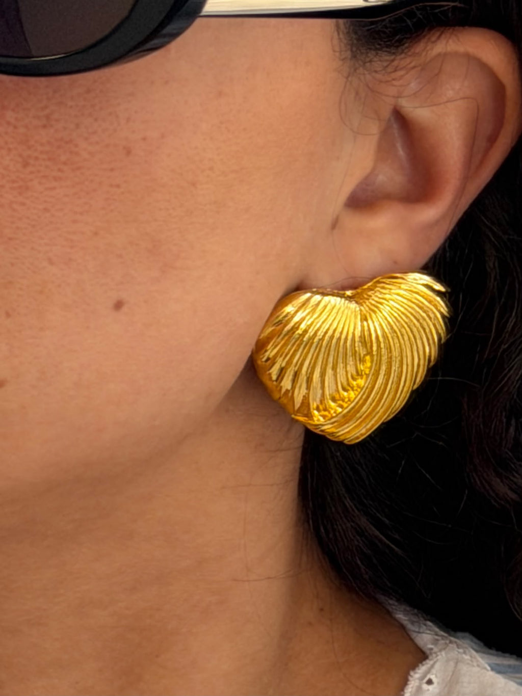 Chunky Gold Colored Heart Earrings