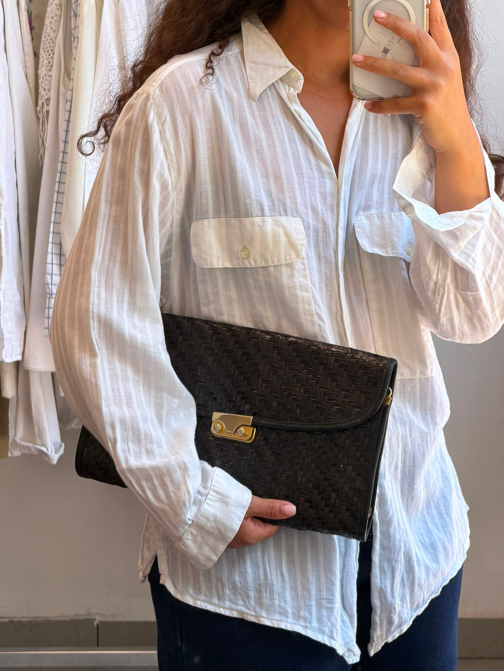 Chocolate Brown Clutch Straw-like