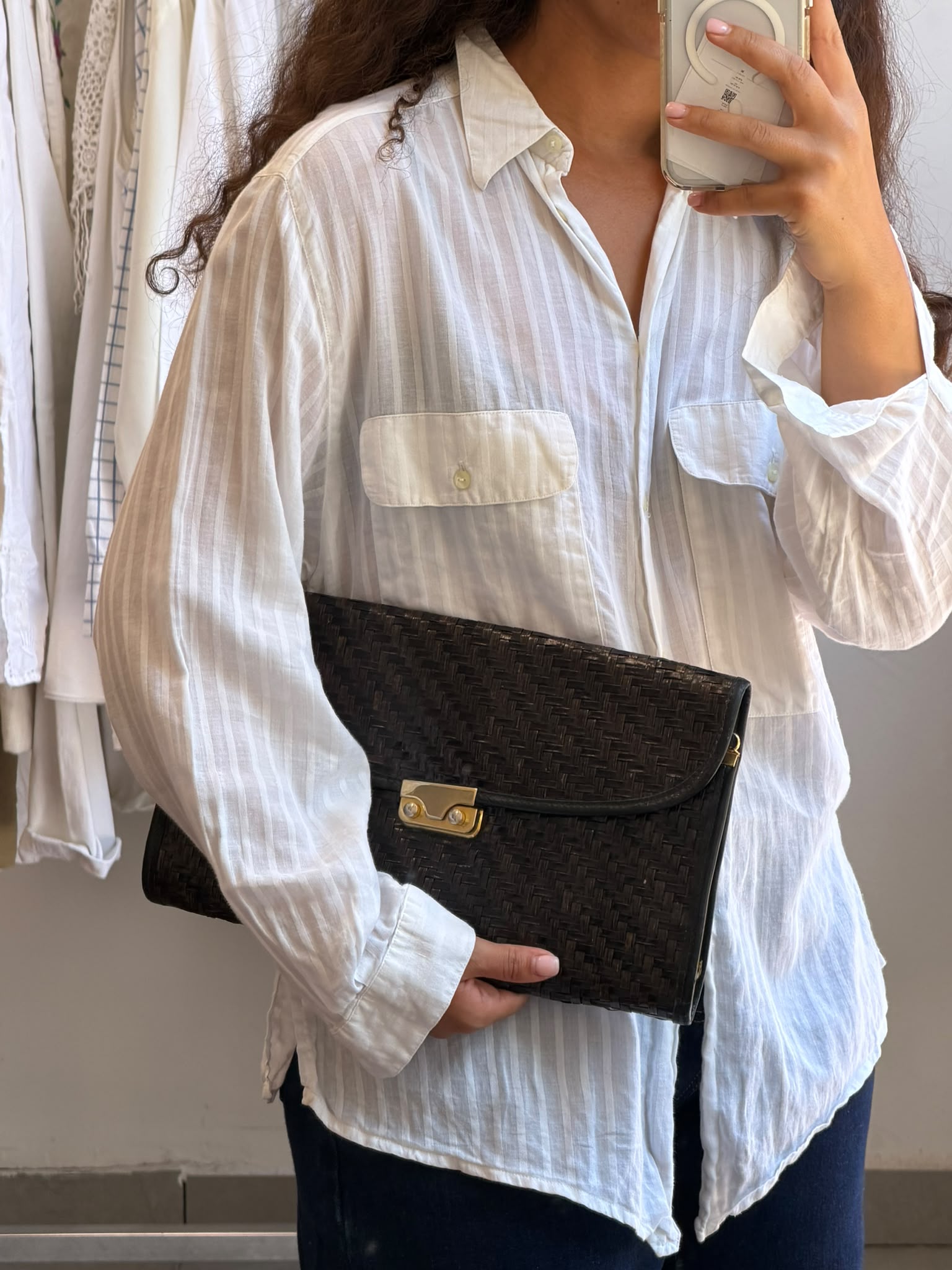 Chocolate Brown Clutch Straw-like