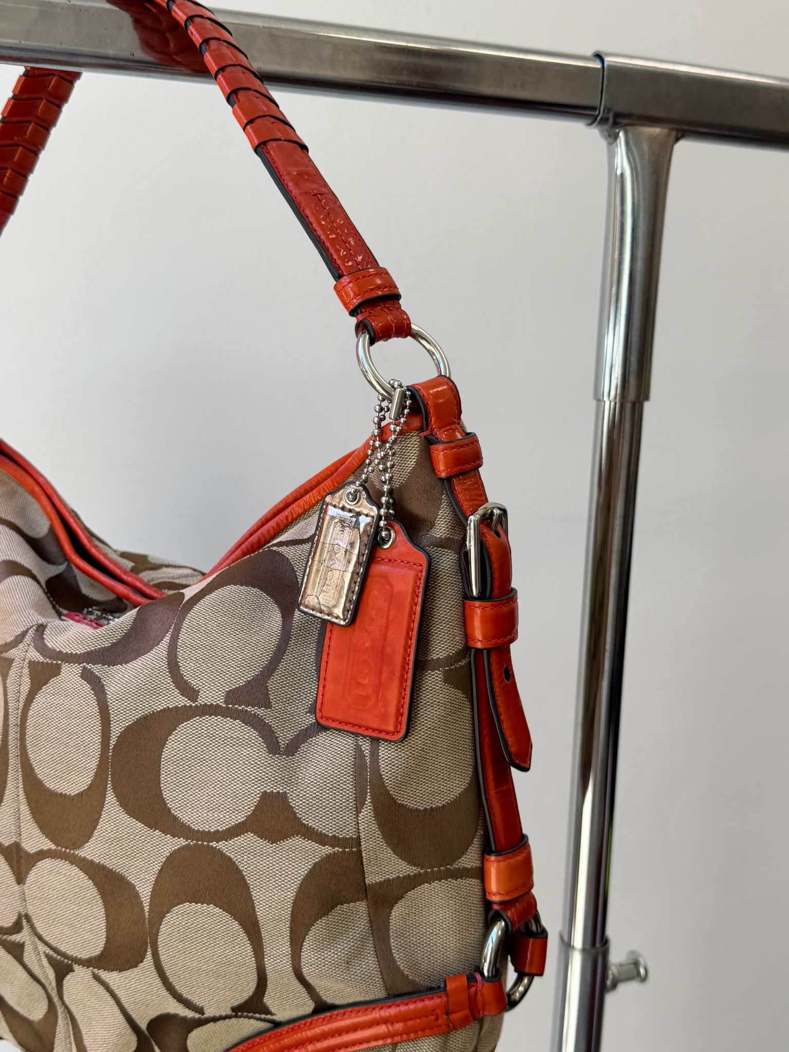 Coach Orange Details Chelsea Signature Hobo