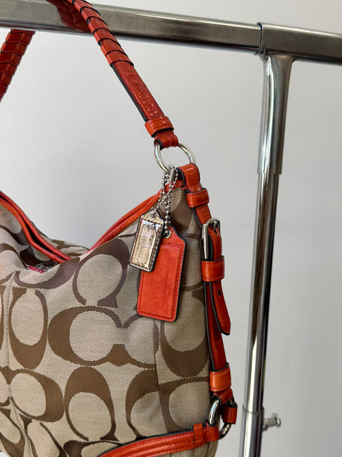 Coach Orange Details Chelsea Signature Hobo