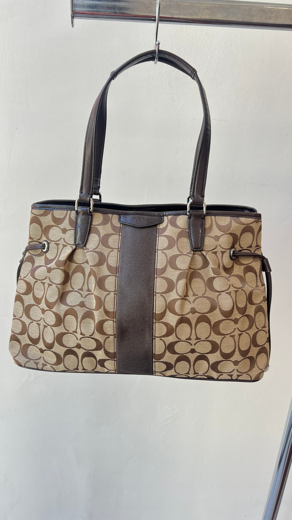 Coach Signature Stripe Drawstring