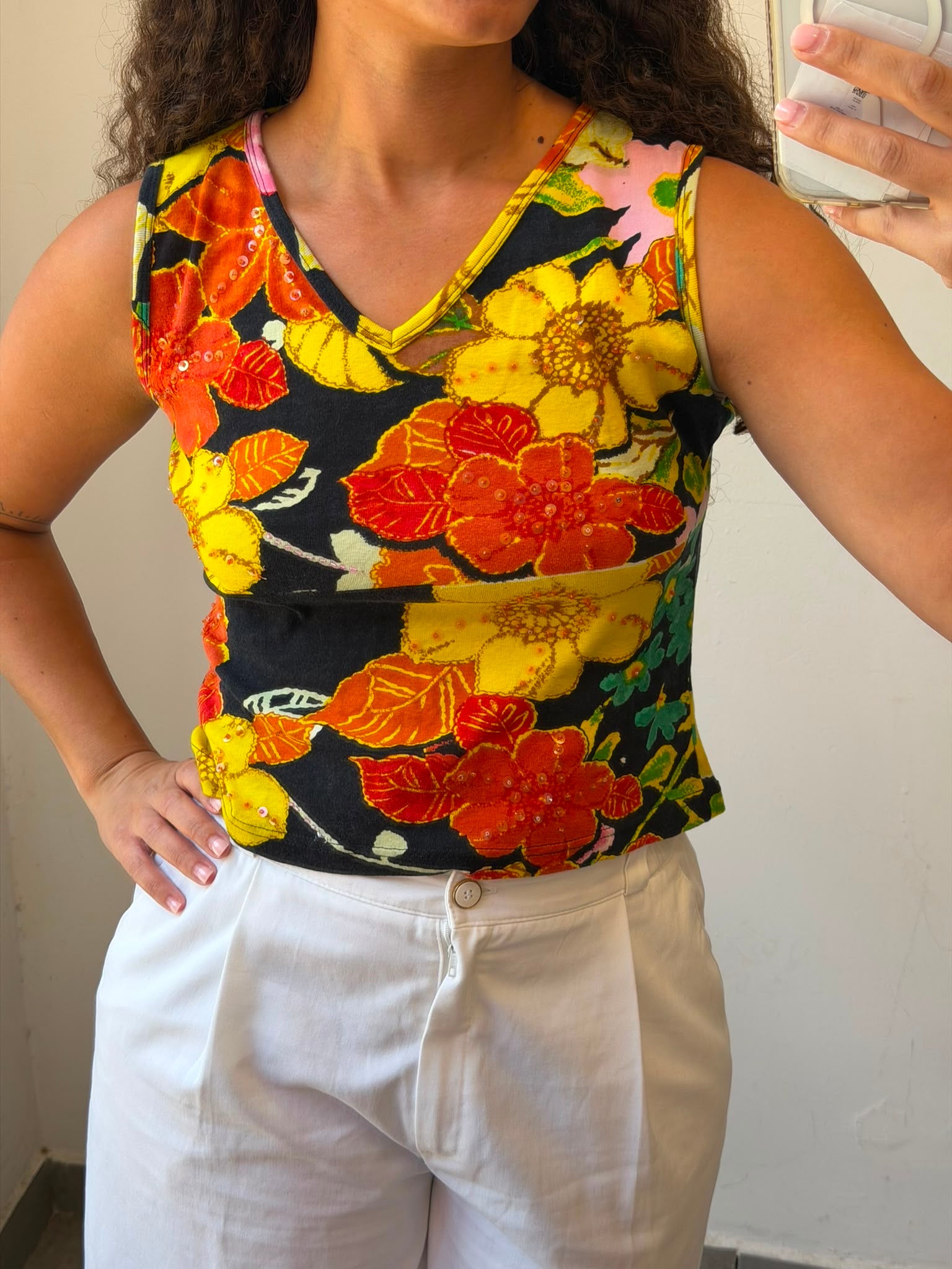 Flowery Coloful Y2K tank top M