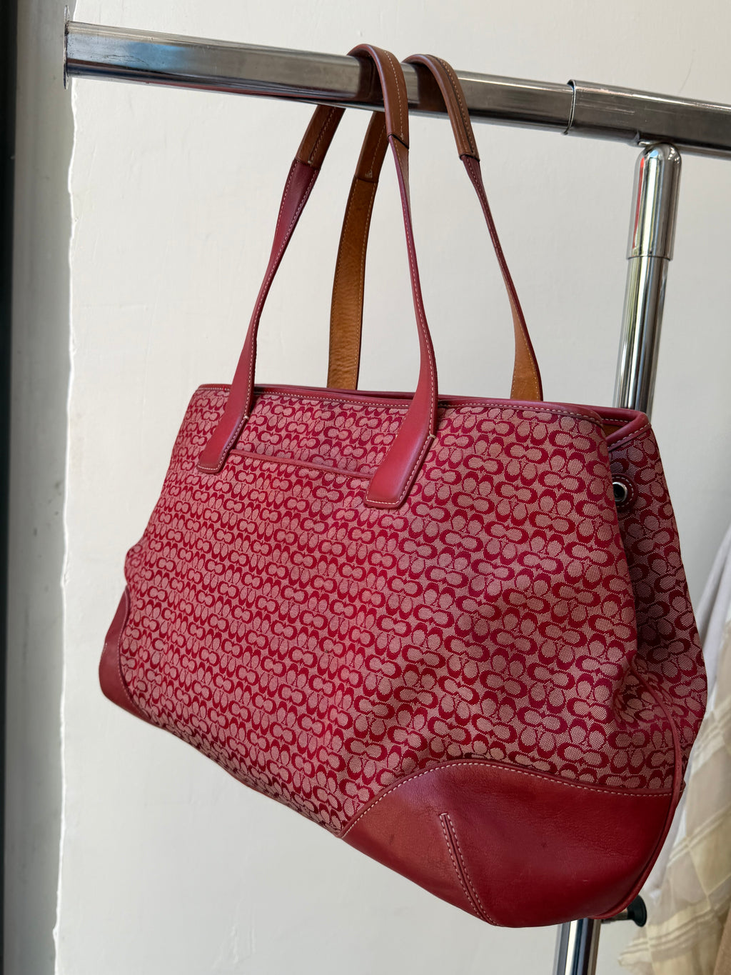 Coach Mini Signature C Tote Bag in Cherry-Red
