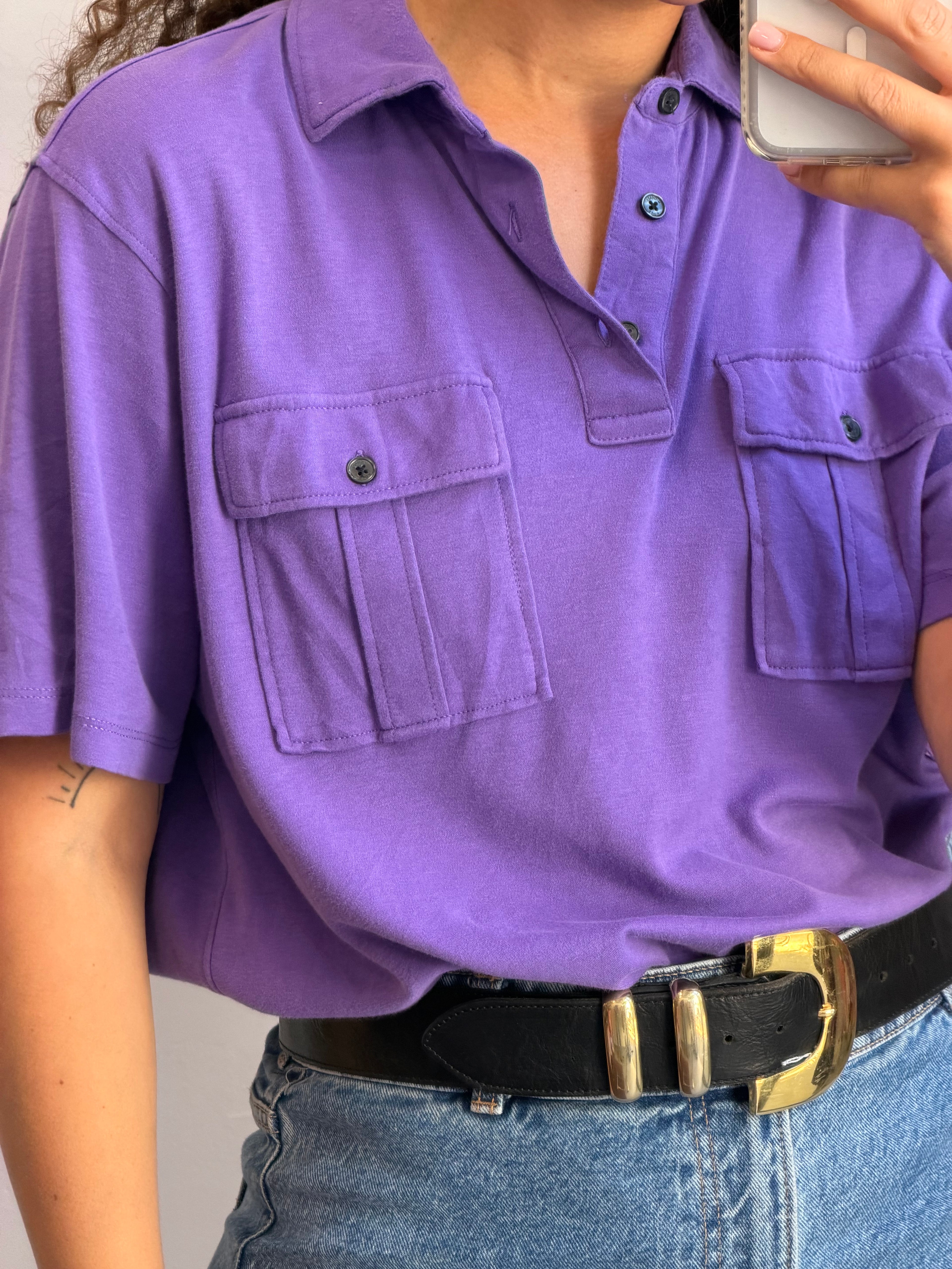 מכופתרת קצרה סגולה של Michael Kors מידה L