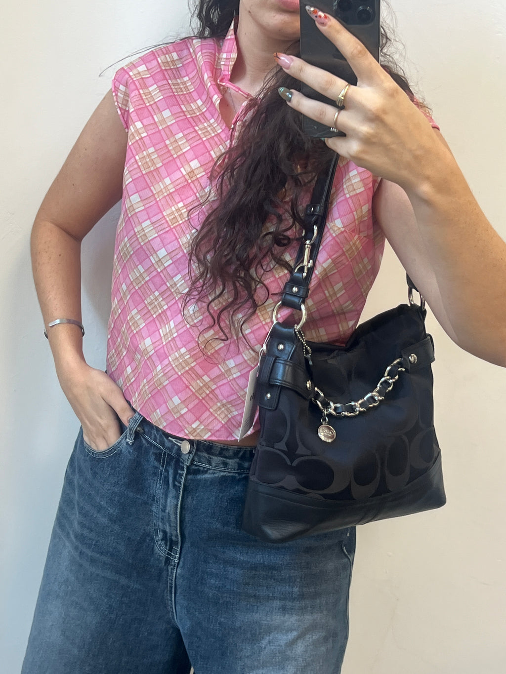 Coach Black Signature Canvas Shoulder/Crossbody Bag