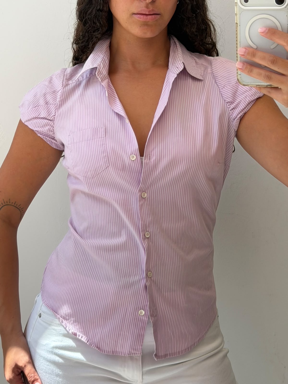 Purple stripes romantic shirt size M
