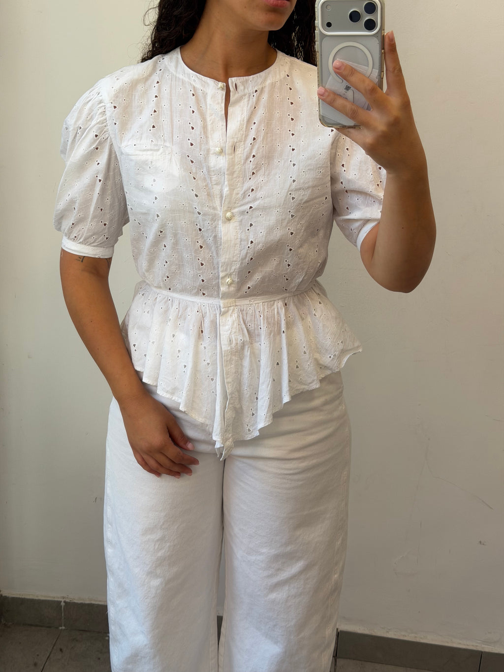 Cotton Botton-up shirt in white M