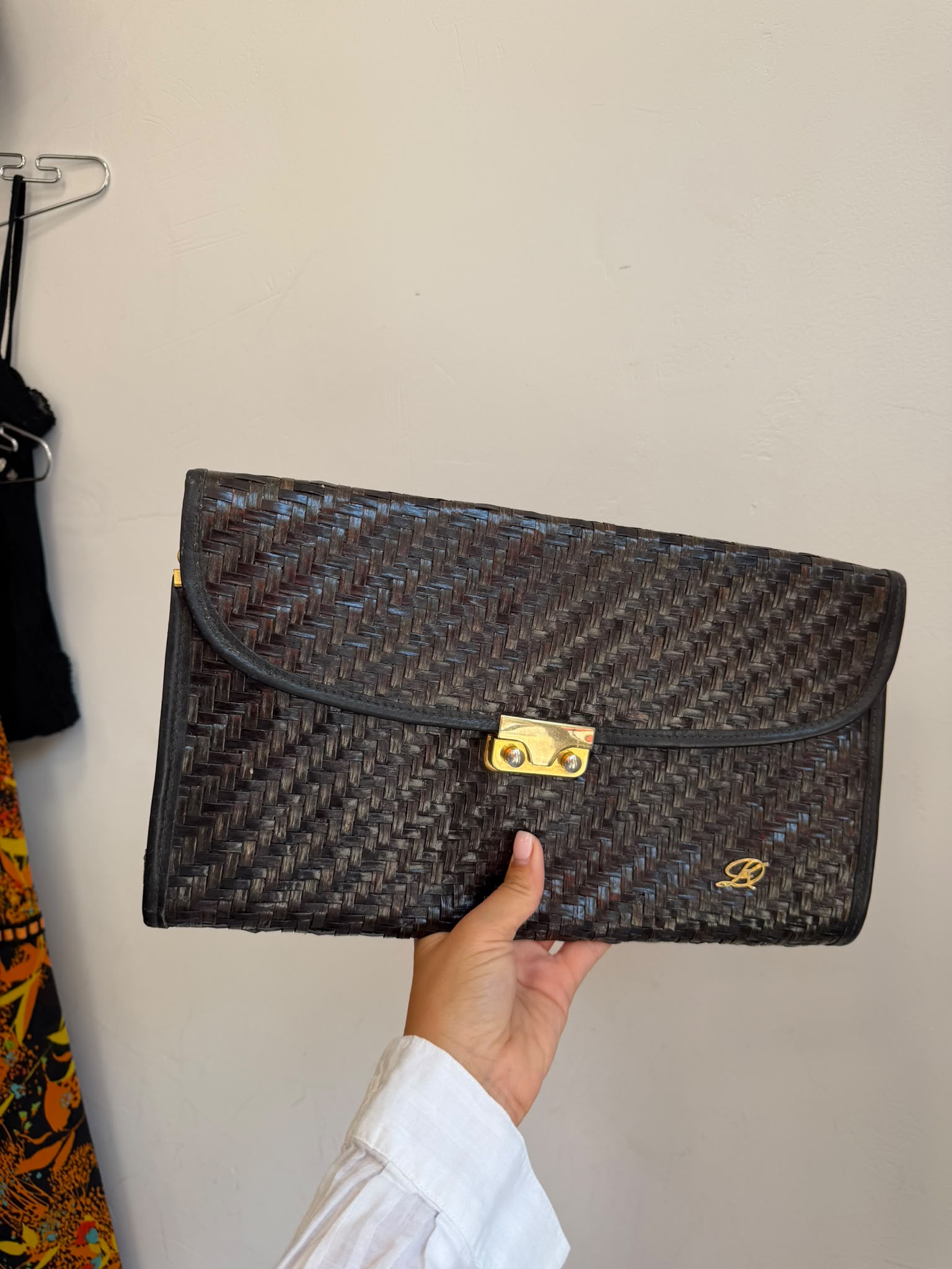 Chocolate Brown Clutch Straw-like