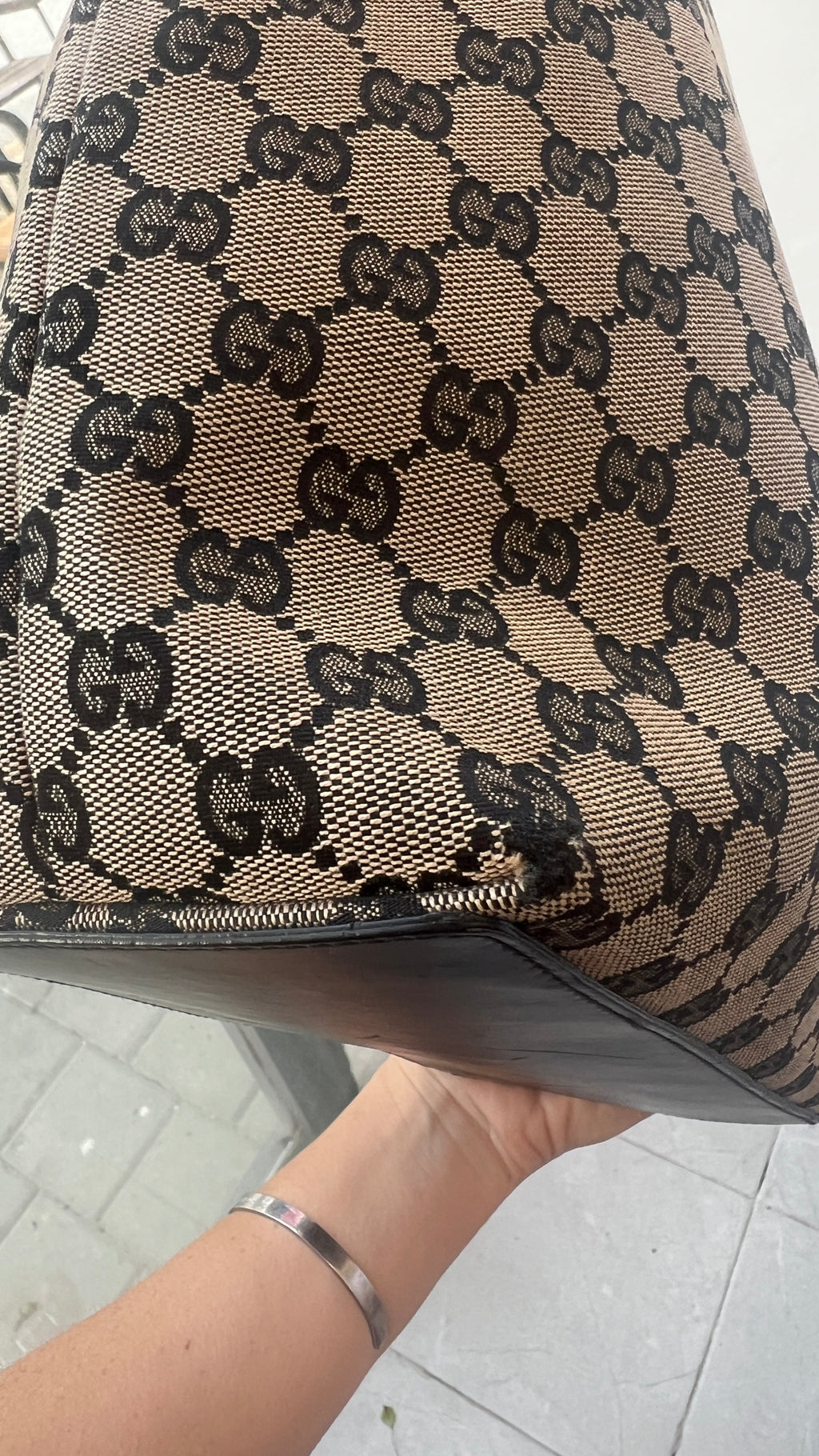 Gucci Canvas Tote Bag in Grey&Black