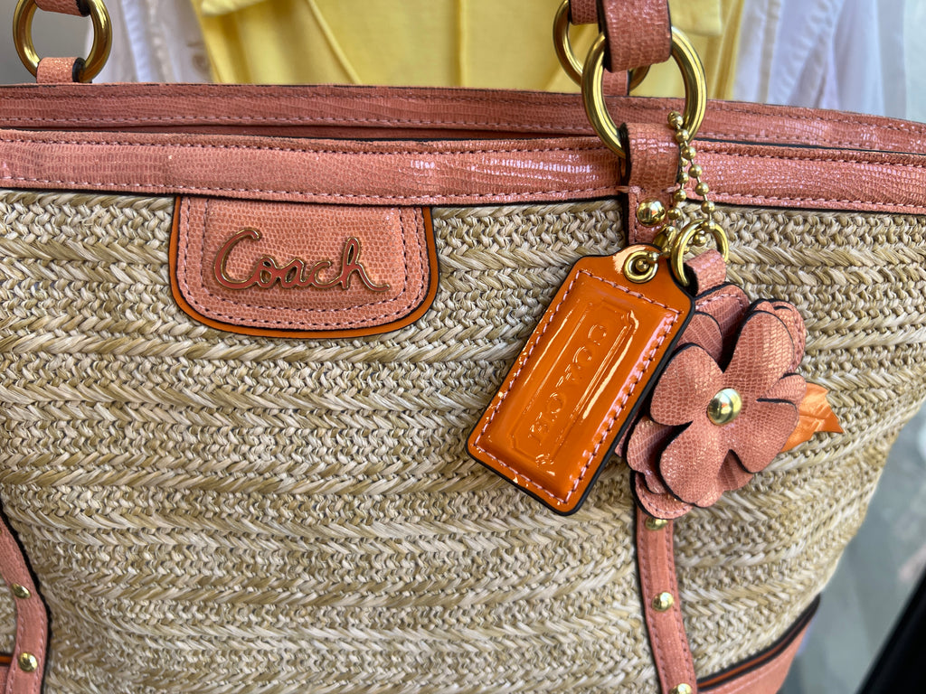 Coach Tote Straw Bag with Orange