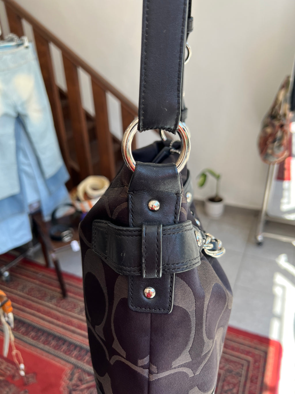 Coach Black Signature Canvas Shoulder/Crossbody Bag