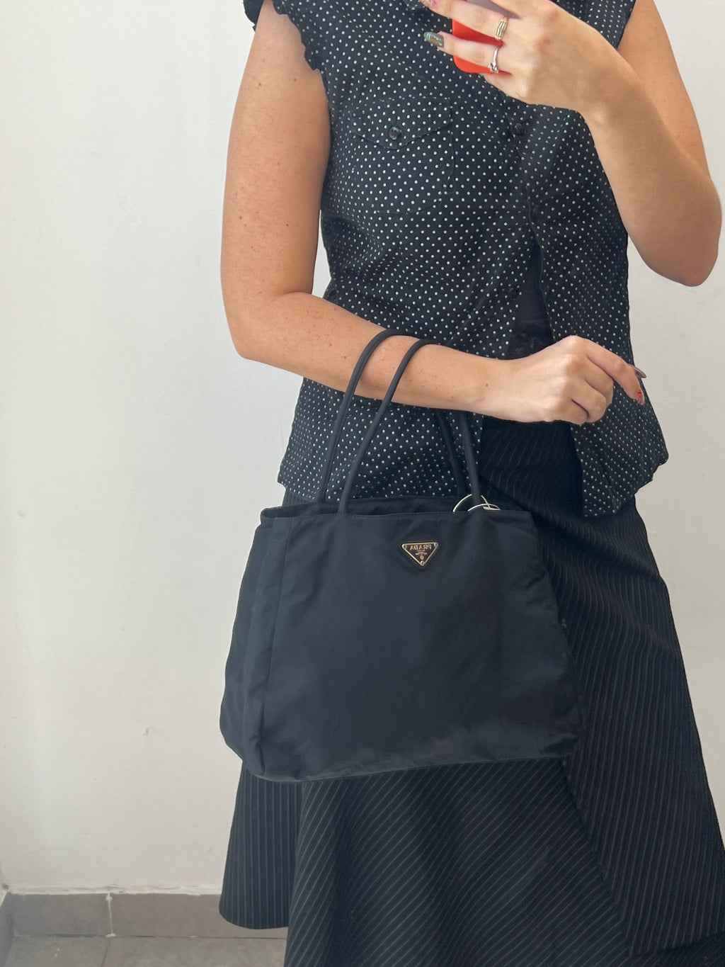 Vintage Prada Black Tessuto Nylon Tote Bag