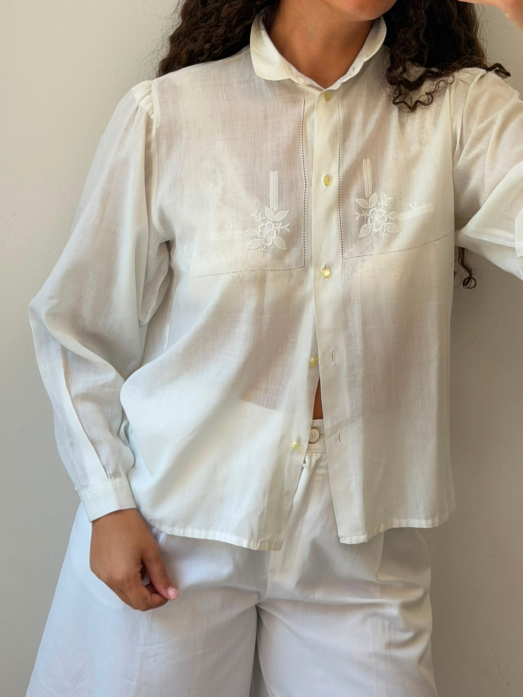 Linen Botton-up shirt in white M