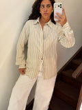White stripes Button Up Shirt Size L