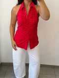 Red Botton-Up Tank Top S