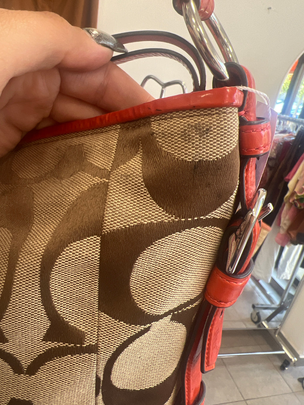 Coach Orange Details Chelsea Signature Hobo