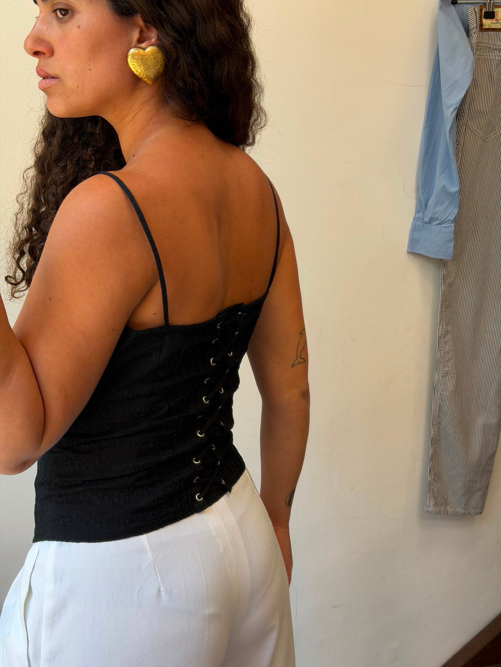 Black Corset Tank Top M