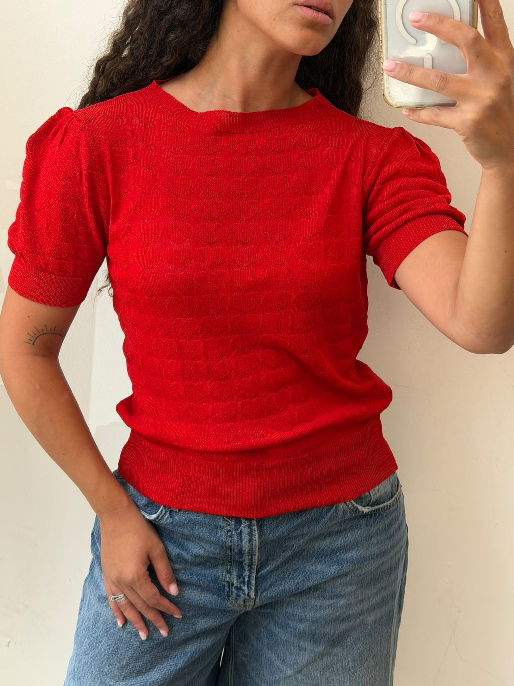 Knitted shirt with hearts pattern size S
