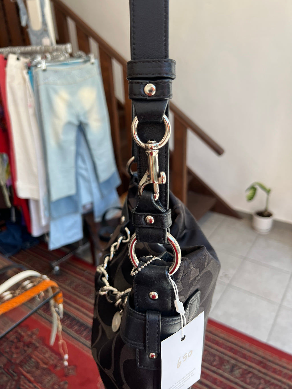 Coach Black Signature Canvas Shoulder/Crossbody Bag