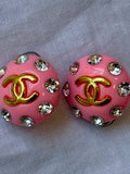 Pink Chanel Gold Colored Earrings