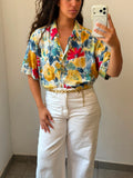 Flowry Botton-up short sleeve shirt L-XL