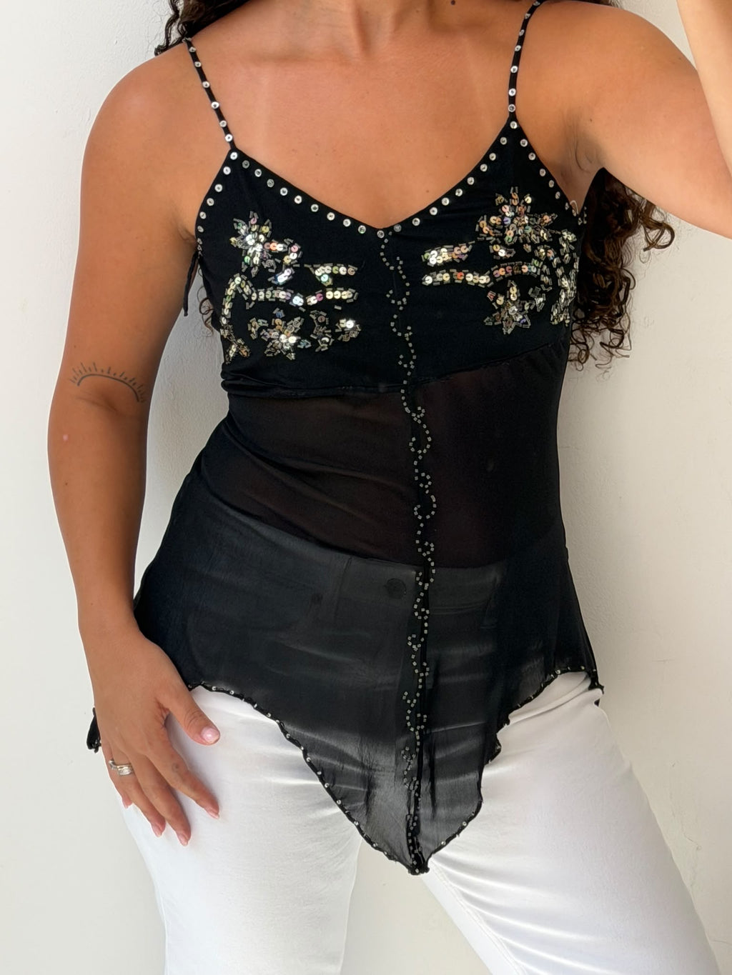 Asymptomatic Y2K beaded tank top size S