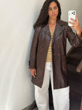 Brown Leather Trench Coat Size M
