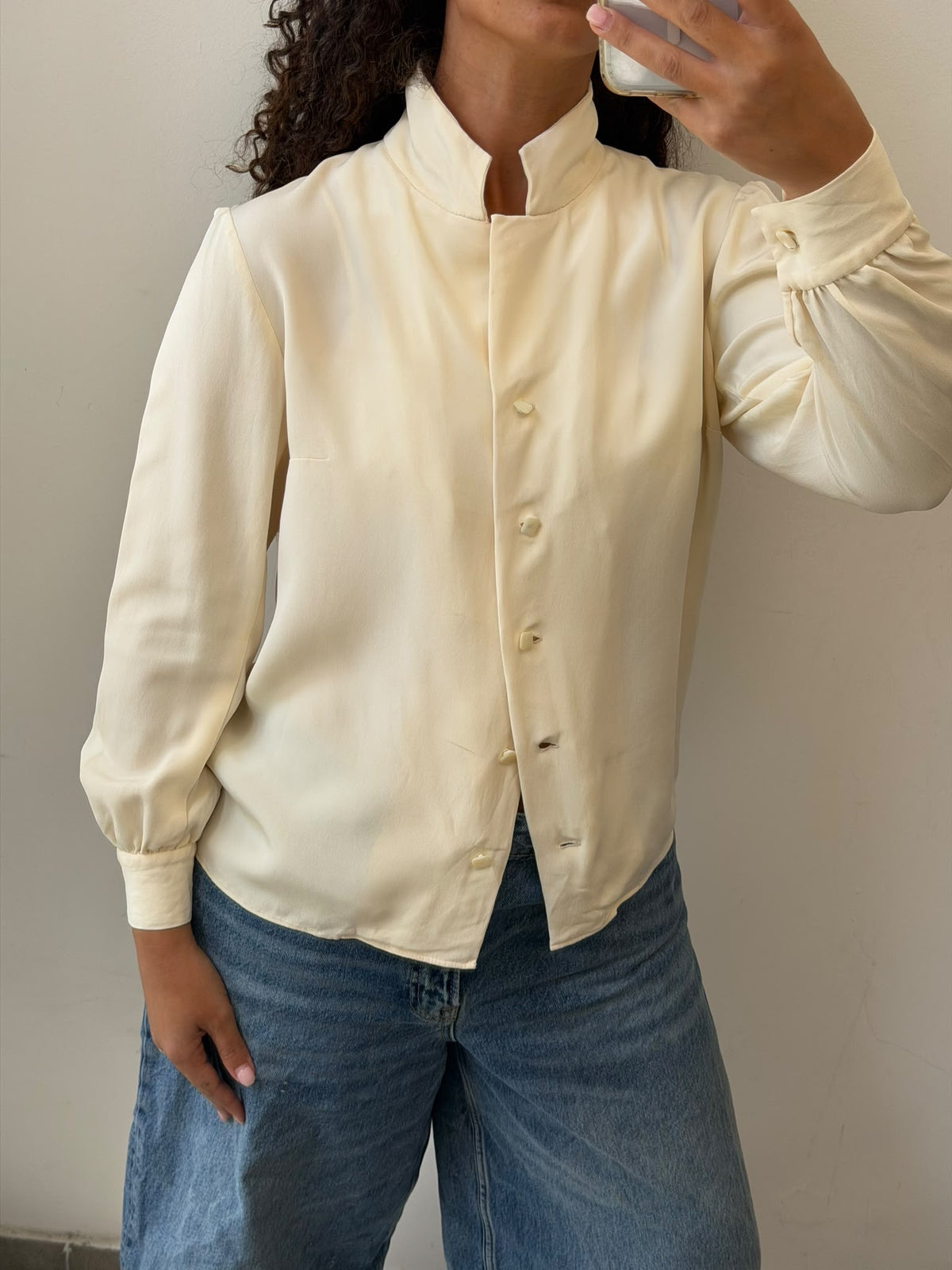 Cream button up shirt size L